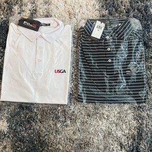 RLX Ralph Lauren White and Black Striped Polo Shirts - M - NWT